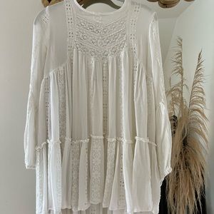 Free People Embroidered Lace Eyelet Kiss Kiss Tunic